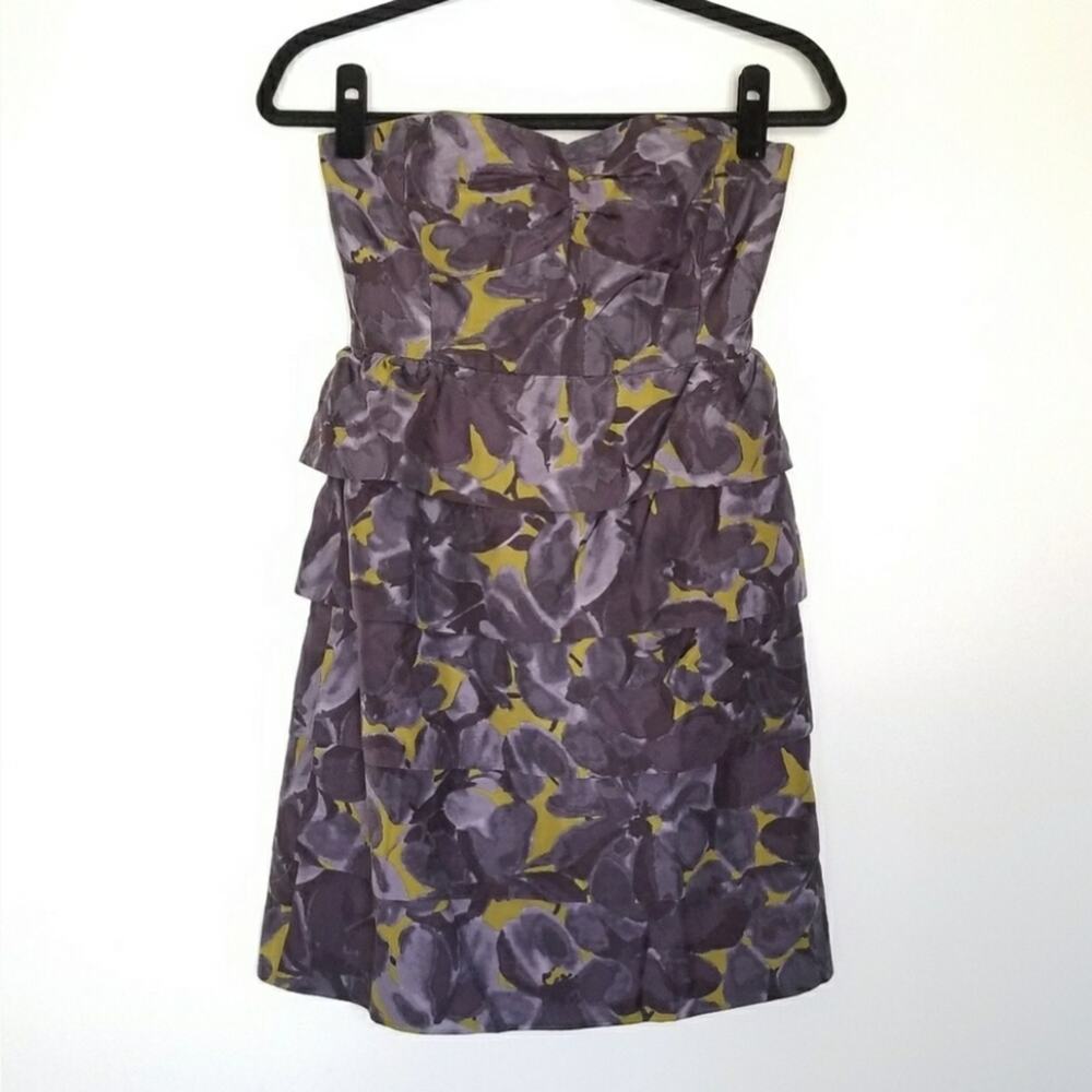 J. Crew 100% Silk tiered Dress Watercolor Floral Size 4